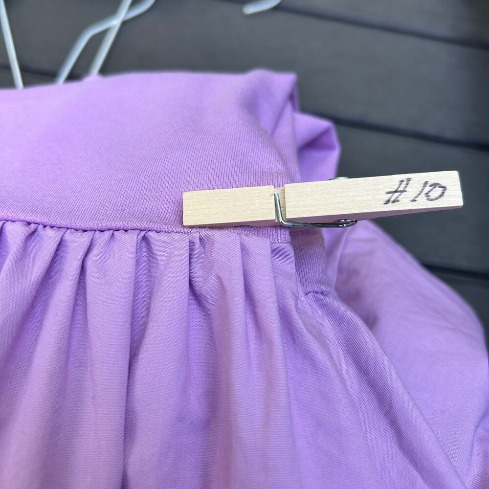 English Factory Knit Woven Mixed Dress Lilac Purple Puff Sleeve Mini Size Small - Picture 9 of 9